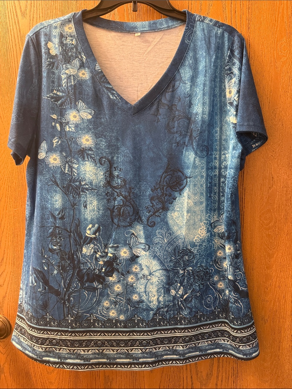 BloomChic Blue Floral V-Neck Tee